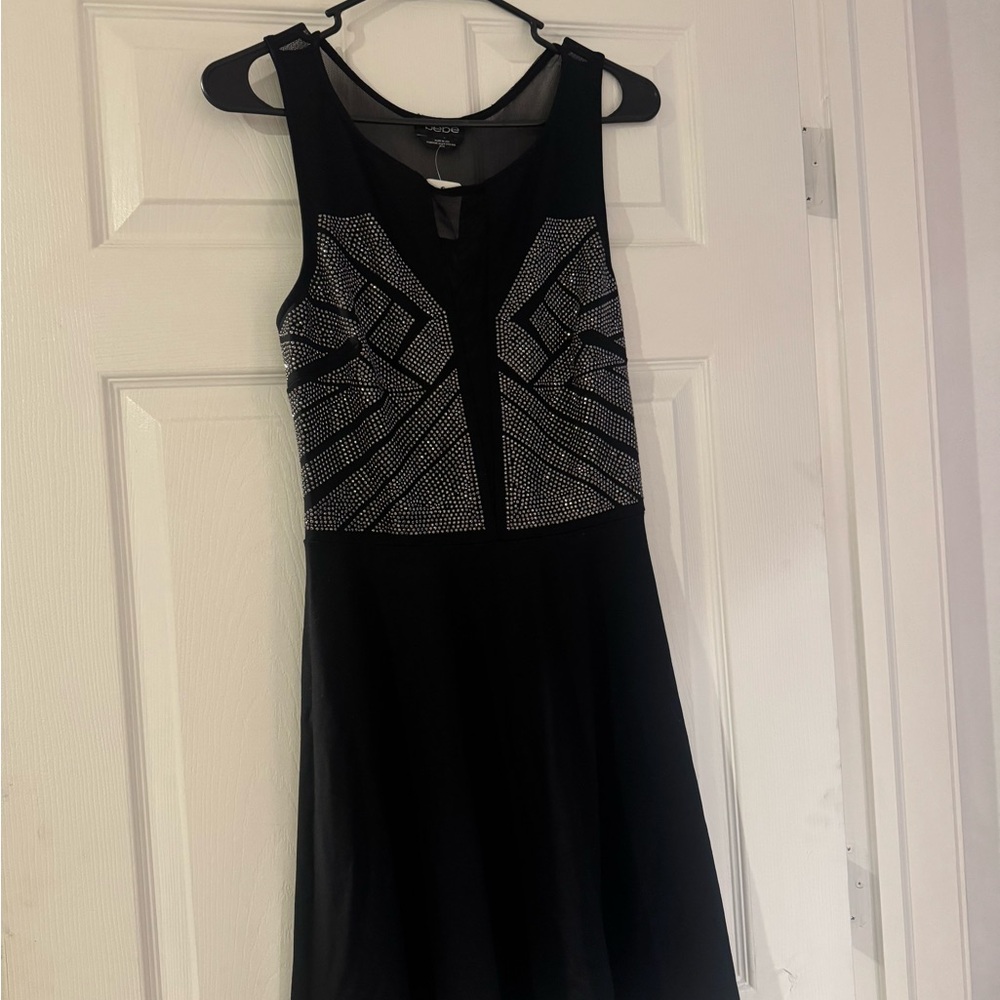 Bebe Black Mini Dress with Silver Accents